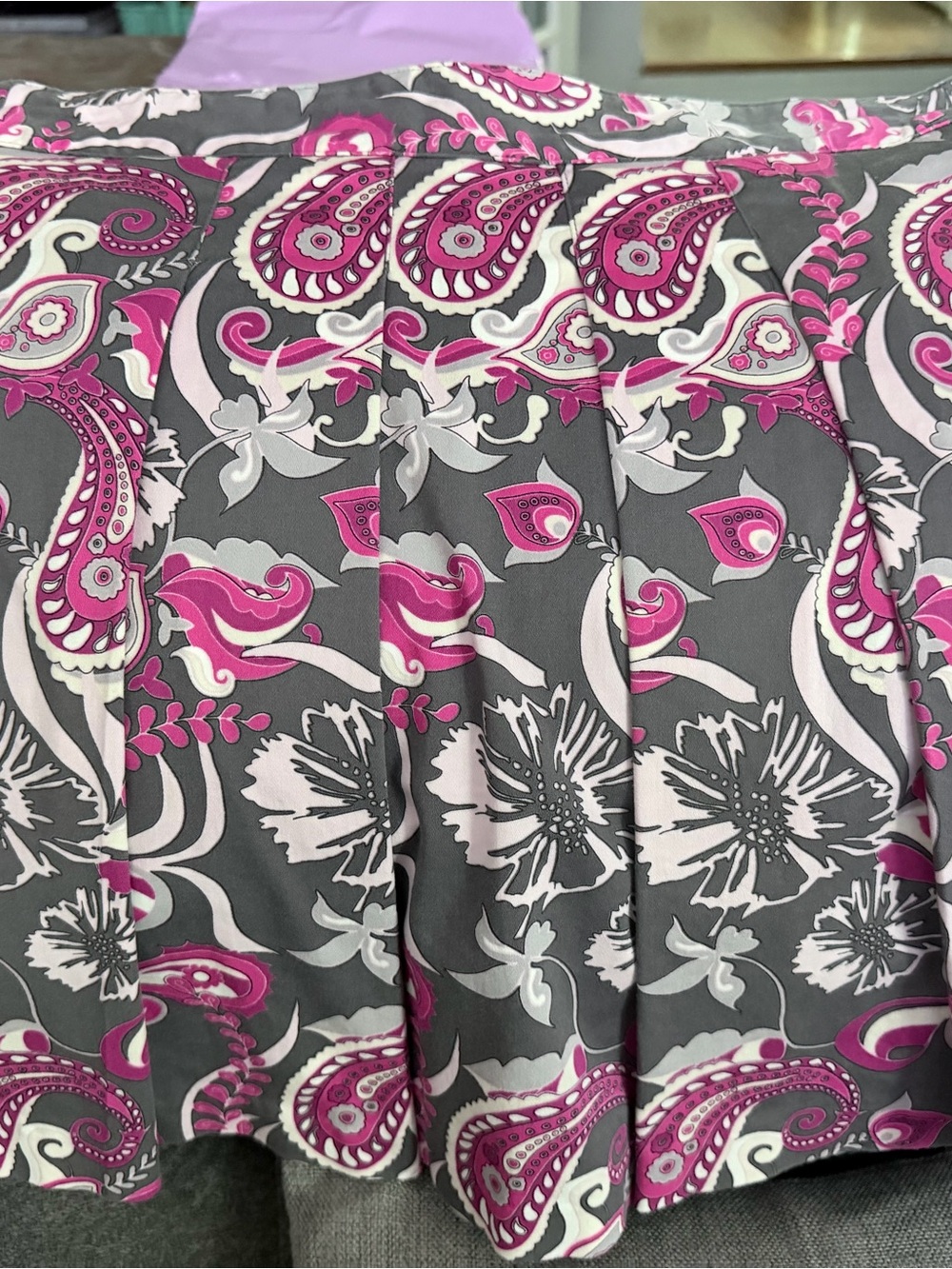 Lady Hagen Size 12 Gray Pink Paisley Pleated Skort Golf Tennis Preppy - Picture 3 of 4
